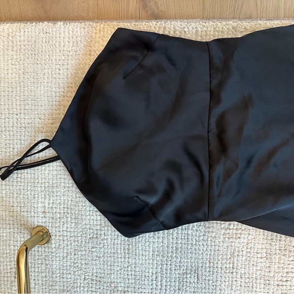 Jenny Yoo Black Summer Satin Long Dress With Cut Out Back - Picture 3 of 6